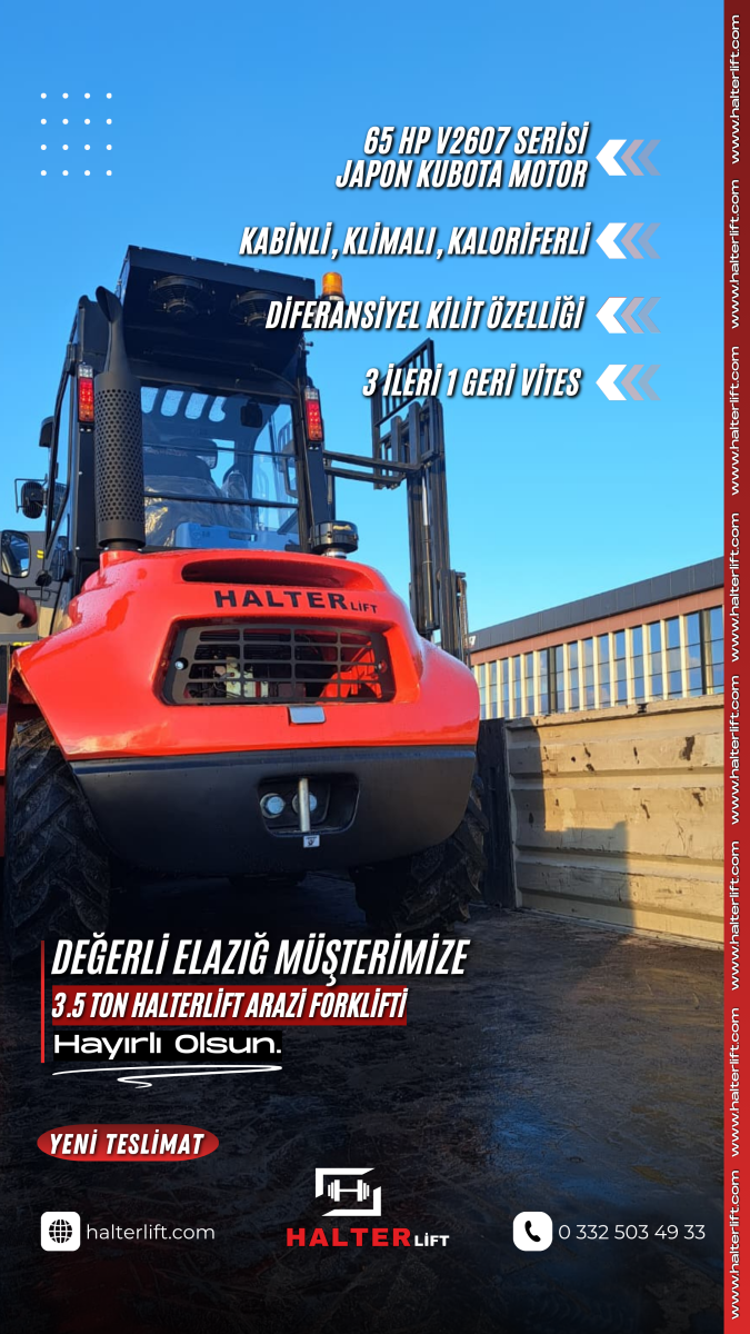 Değerli Elazığ Müşterimize Halterlift 4x4 Japon Kubota Motorlu Arazi Forklifti Hayırlı Olsun 