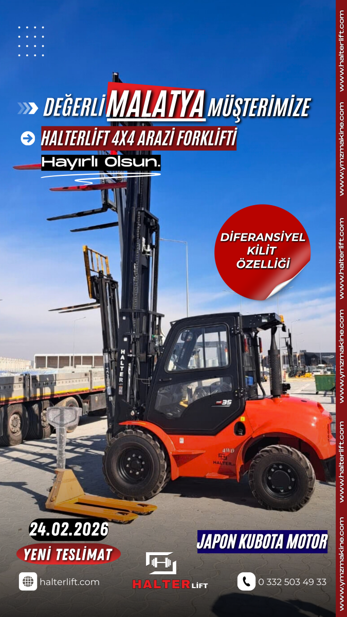 JAPON KUBOTA MOTOR 4X4 ARAZİ FORKLİFTİ 
