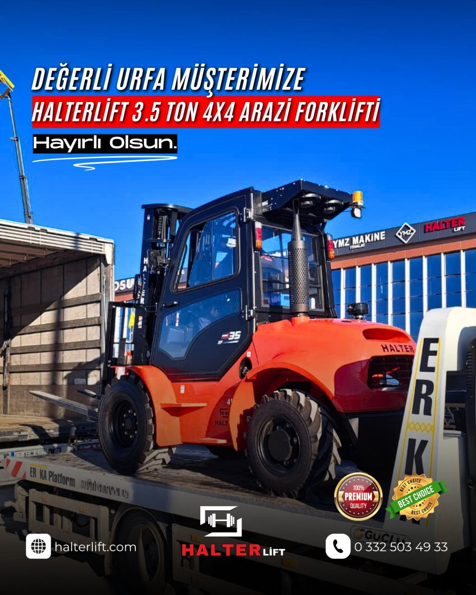 DEĞERLİ URFA MÜŞTERİMİZE HALTERLİFT JAPON KUBOTA MOTORLU 4X4 ARAZİ FORKLİFTİ HAYIRLI OLSUN 